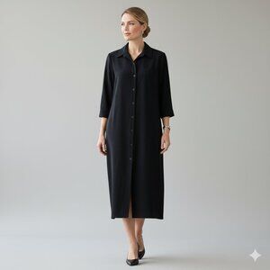 Lauren Ralph Lauren Black Wool Blend Shirtdress  Size 12